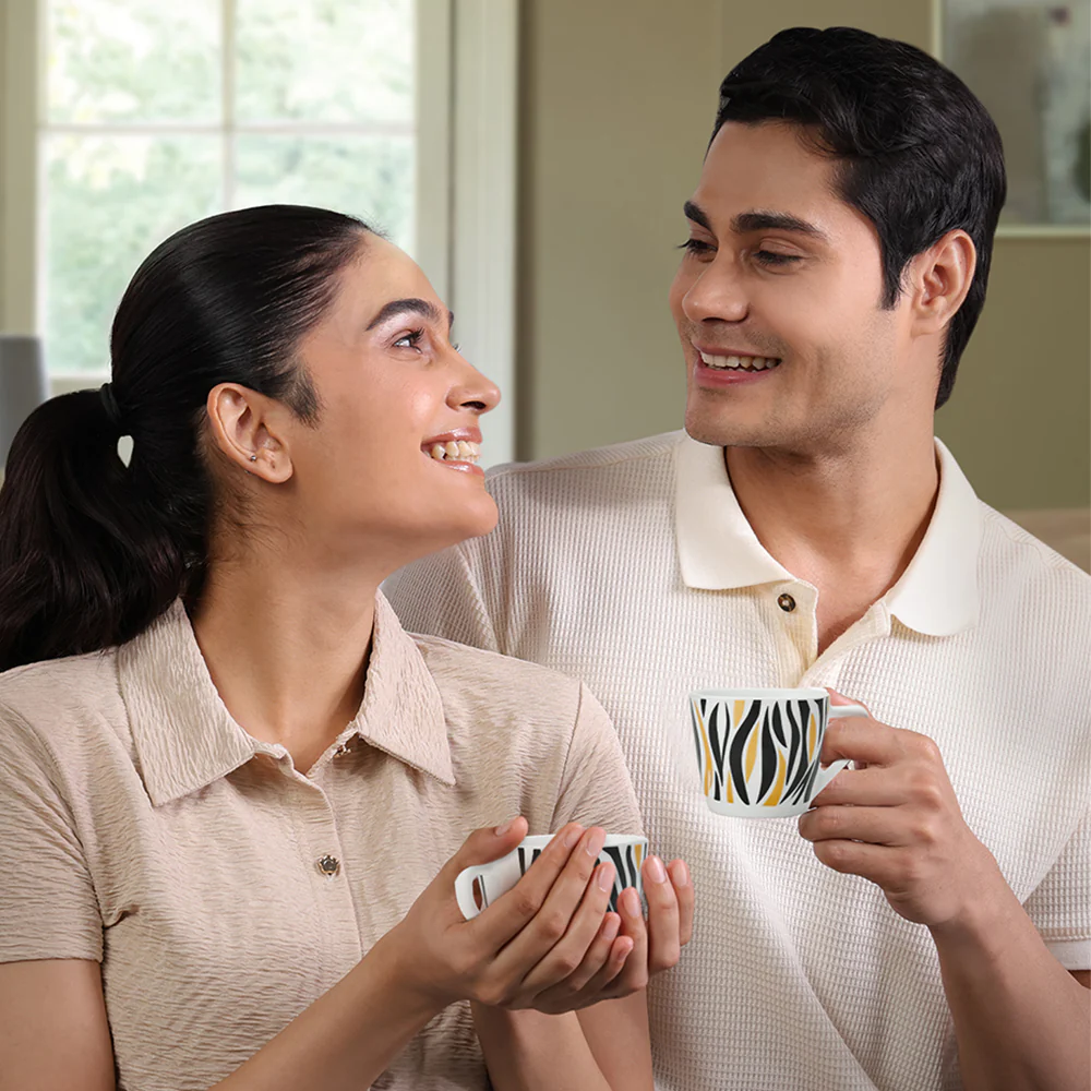 Larah By Borosil Rocky Gold Cup Set, 220ml x 6