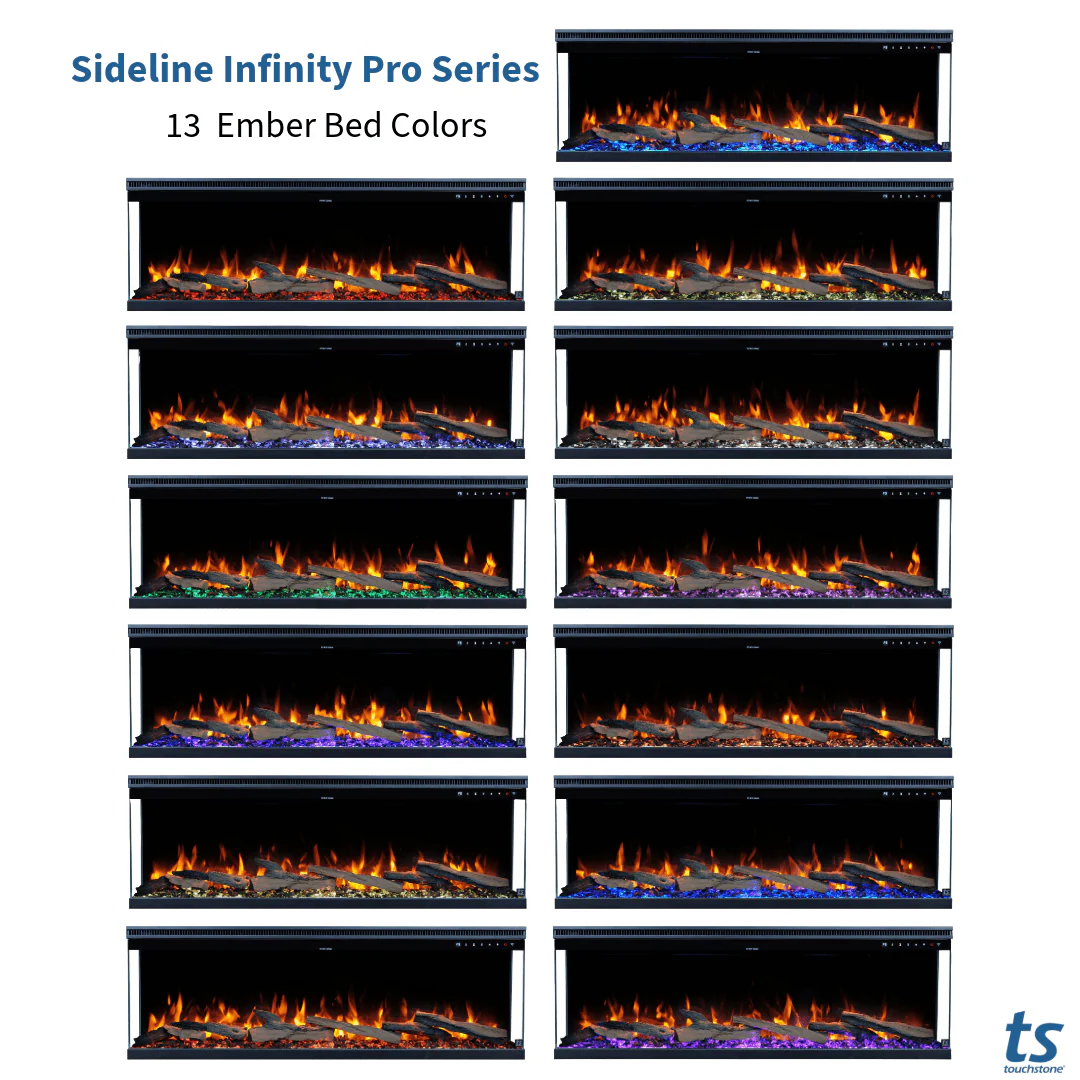 Sideline Infinity Pro 50 Inch 3 Sided Recessed Smart Electric Fireplace 80045