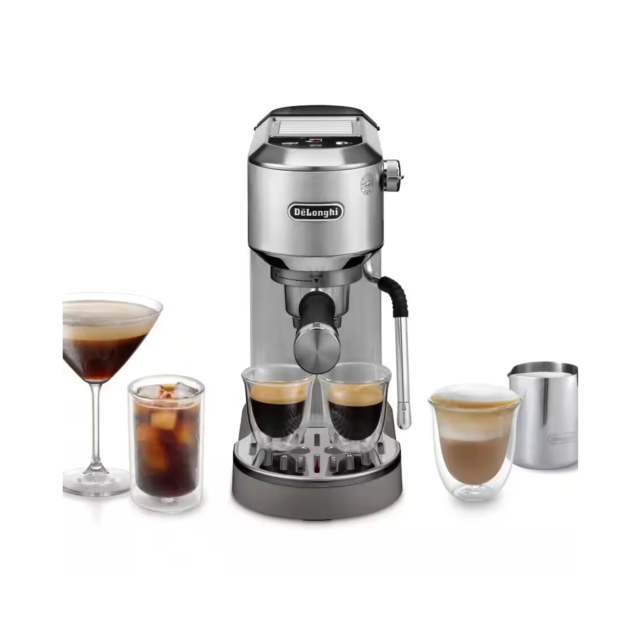 Delonghi Dedica Duo Manual Coffee Maker Silver Hot and Cold brew