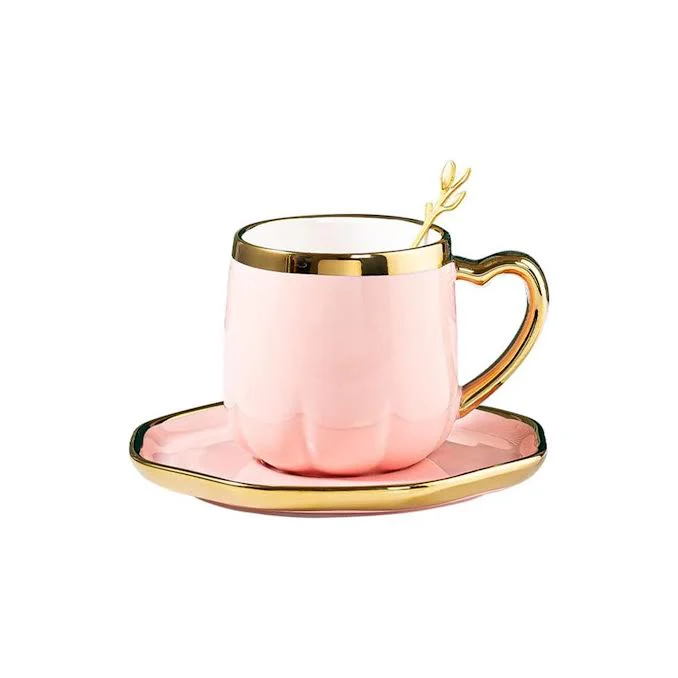 Ceramic Flower Tea Cup & Saucer Set Pink