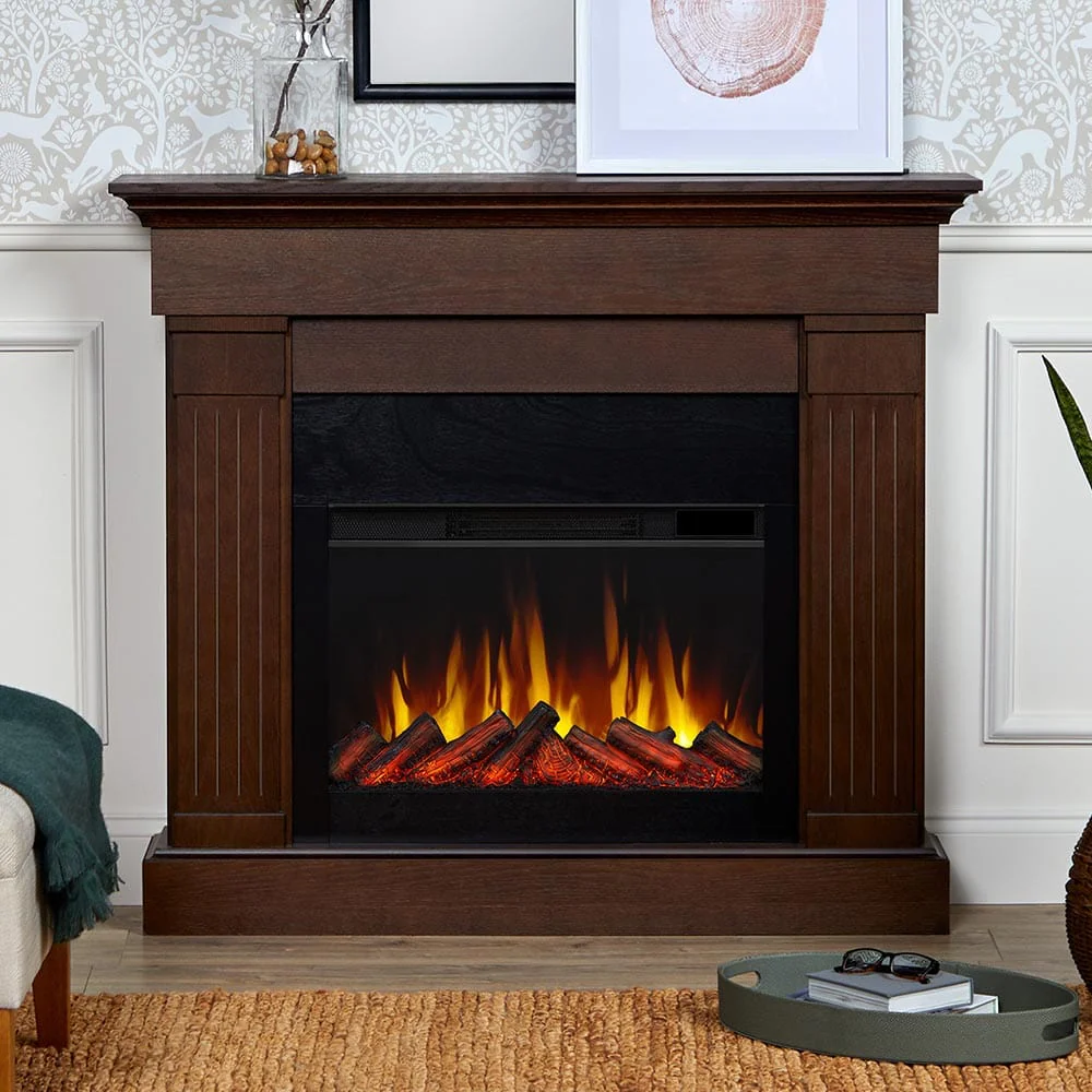 Crawford Electric Fireplace Mantel Package in Chestnut Oak