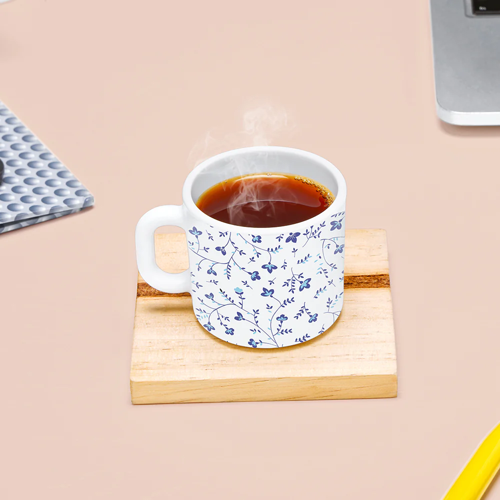 Larah by Borosil Blue Spring Mug Set, 100ml x 6