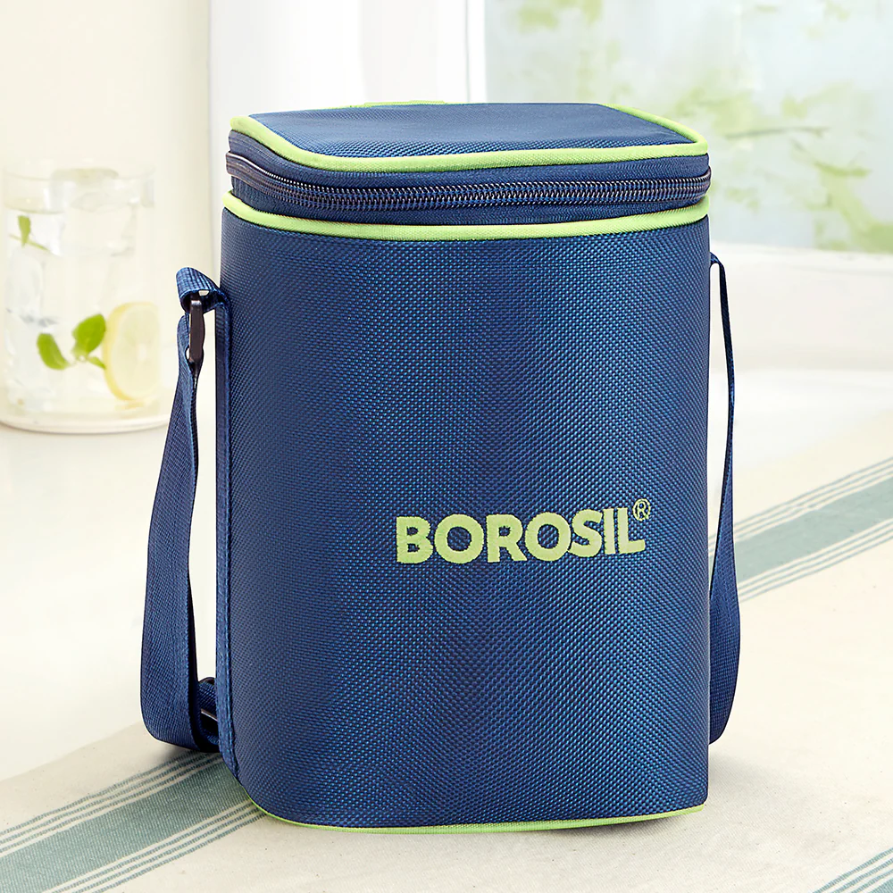 Borosil Blue Lunch Bag, Square, For Set of 3, (320ml) (Only Bag)