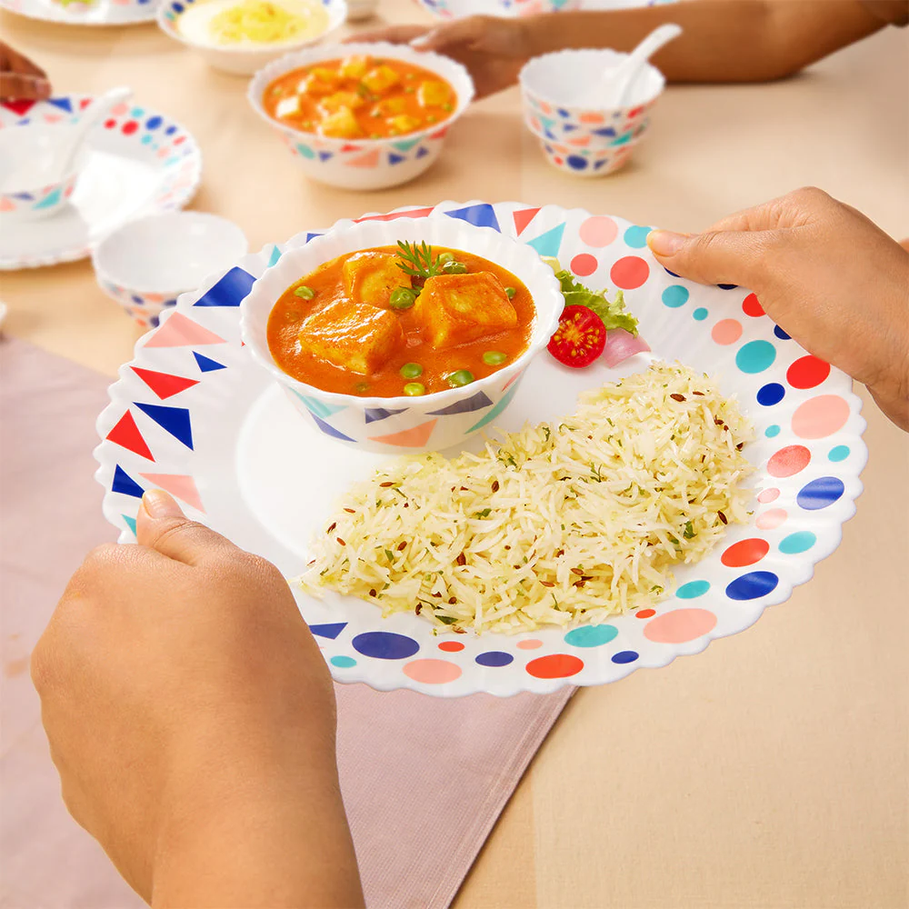 Larah by Borosil, Speckle Dinner Set, 35 pc