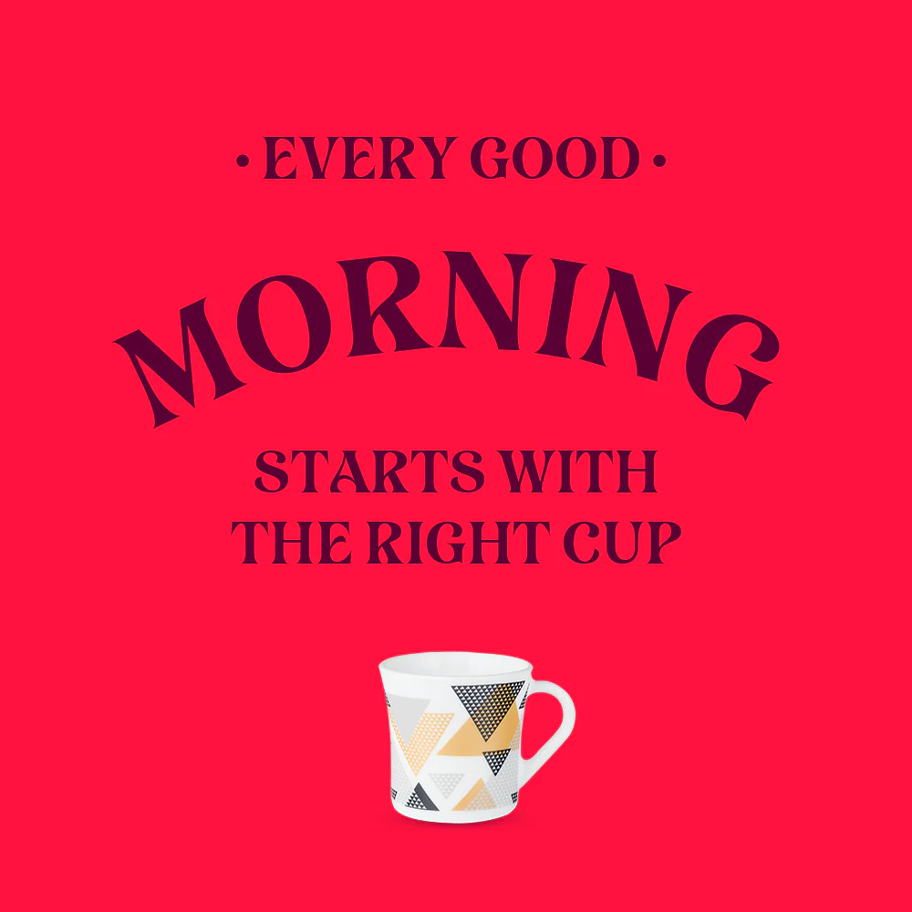 Larah by Borosil Crysta Nivaah Mug Set, 210ml x 6