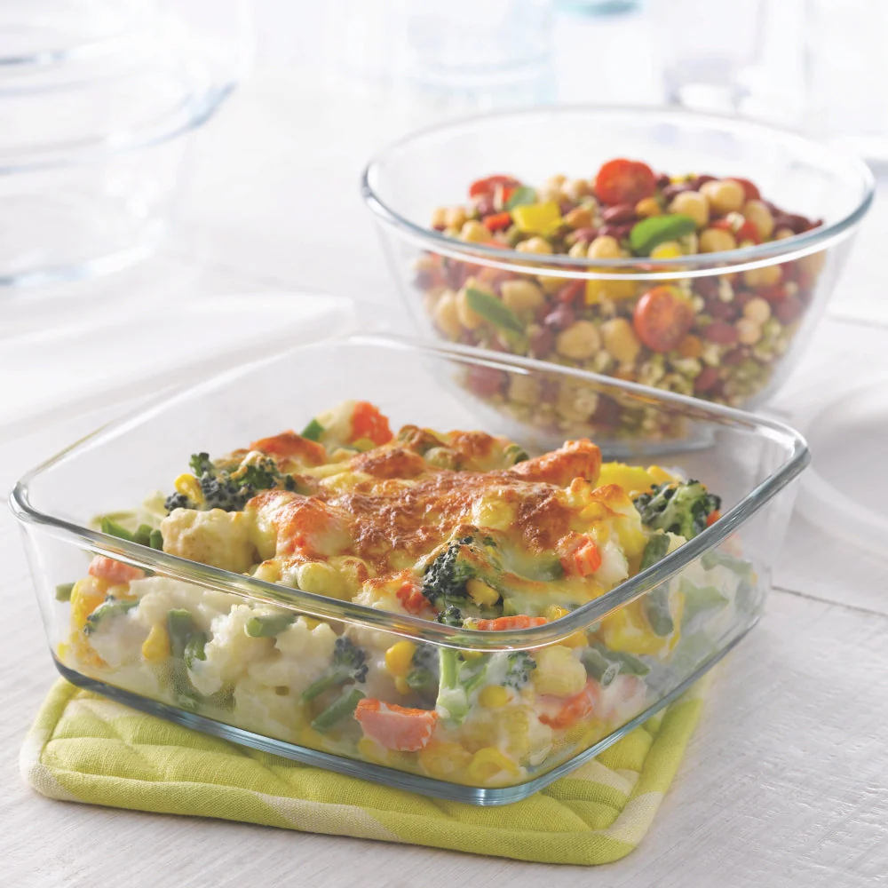 Borosil Serving Set: Bowl + Dish, 1.3L Bowl + 0.8L Dish