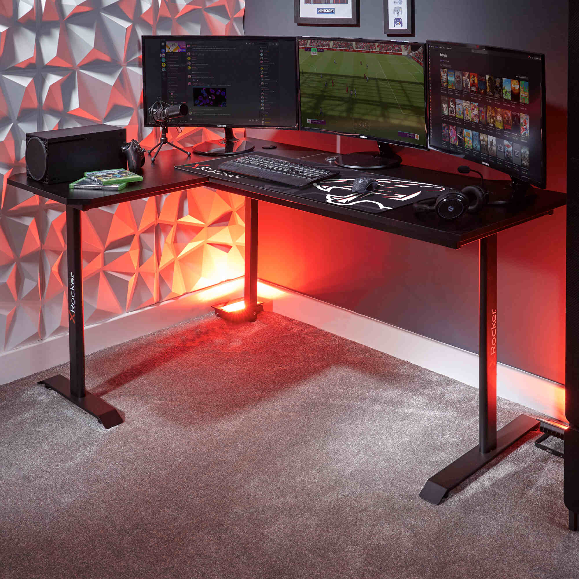 Panther XL 155cm Reversible Corner Gaming Desk with Mousepad - Carbon Black
