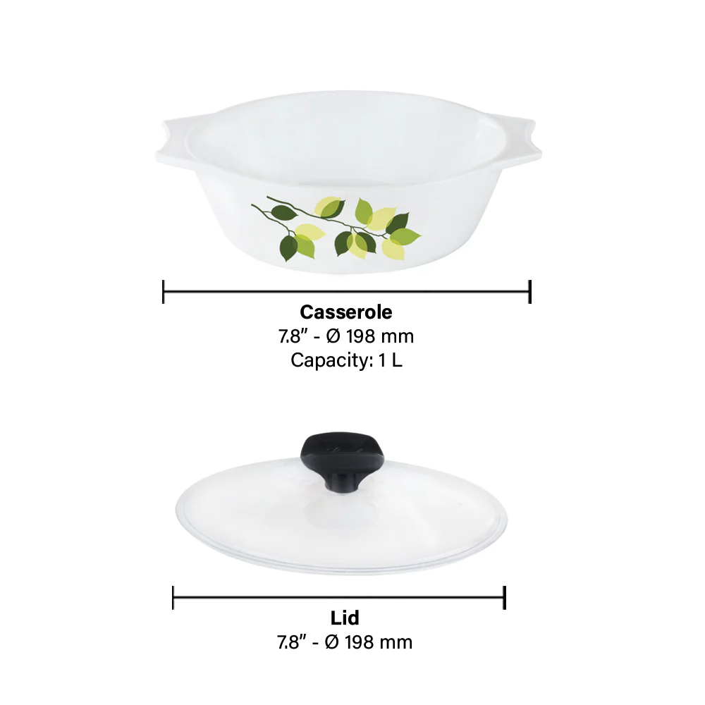 Larah by Borosil Green Leaves 4 pc Casserole Set