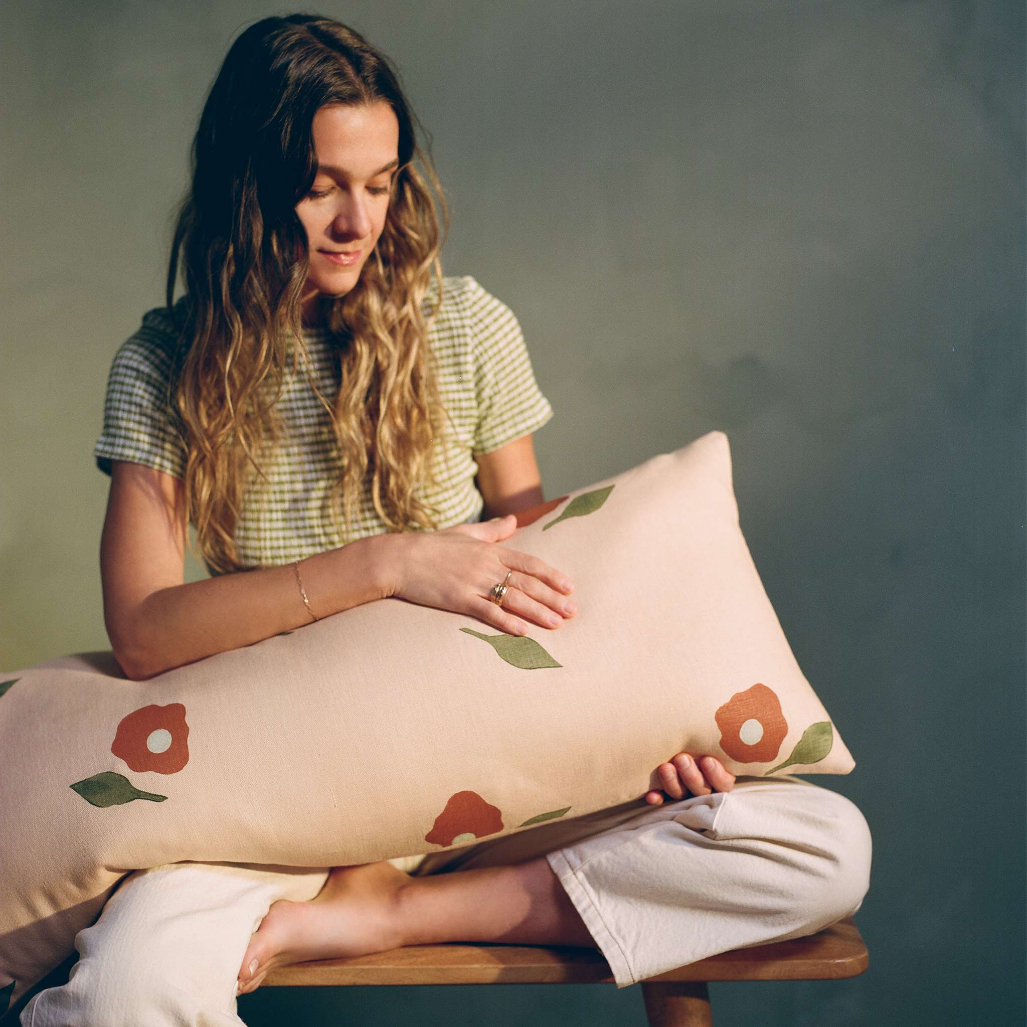 Caroline Z. Hurley Hand Block Print Lumbar Pillow Cover