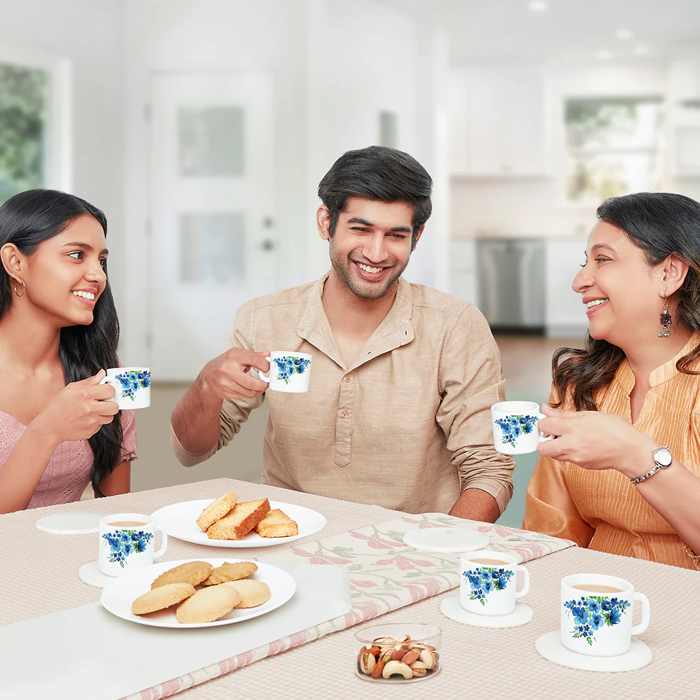 Larah by Borosil Pansy Mug Set, 100ml x 6