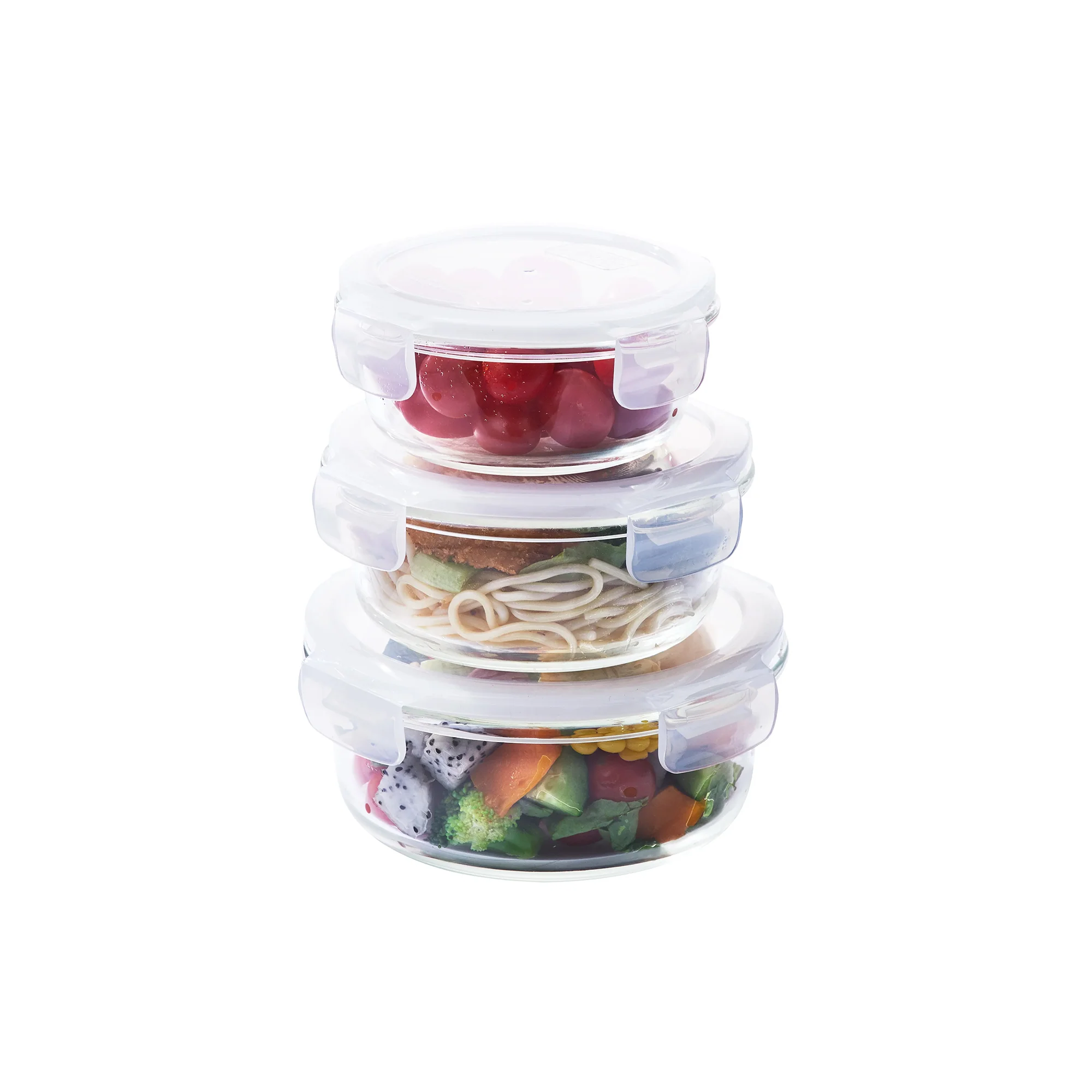 Aqua 3 Piece Circular Food Storage Container Set Clear