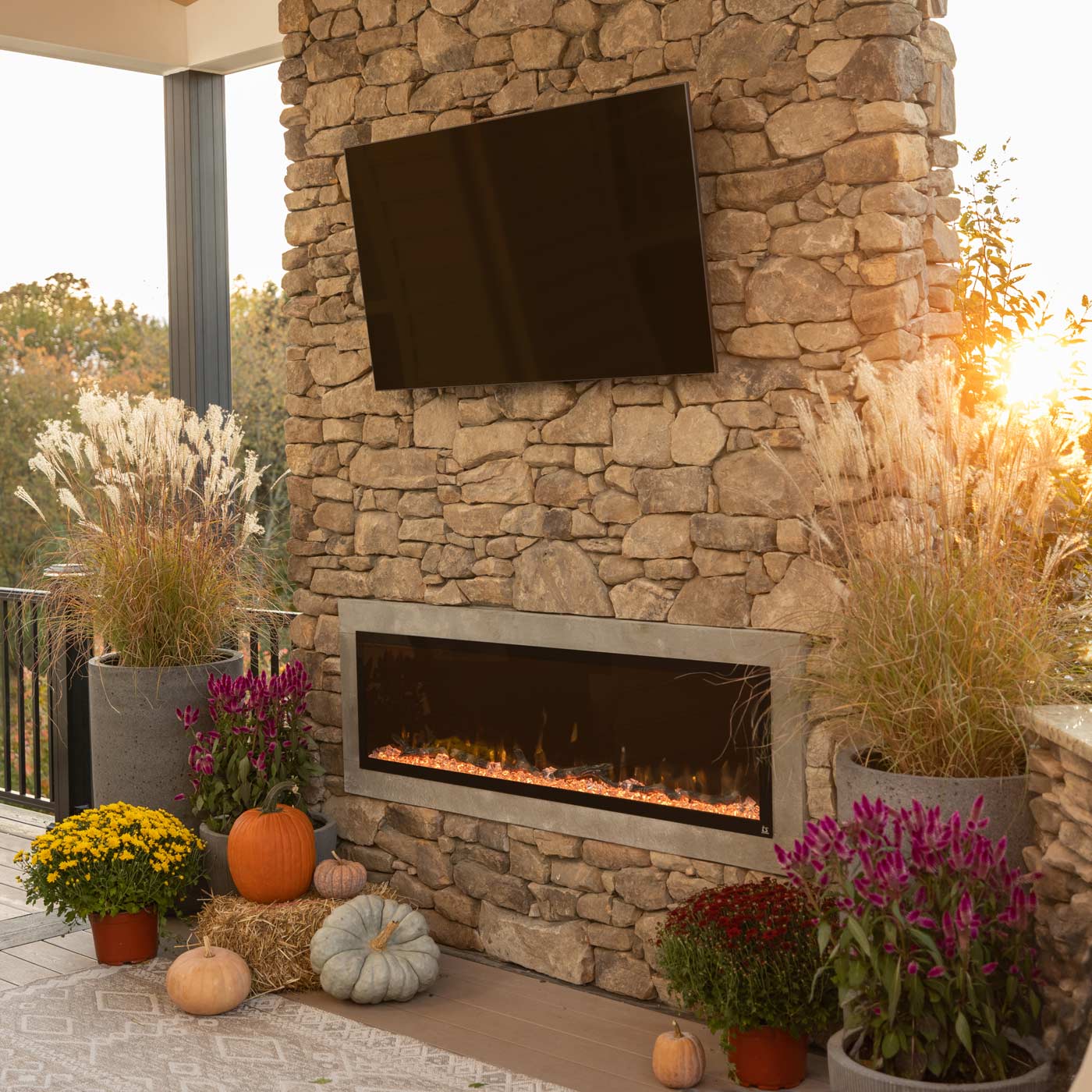Sideline Elite 60 Inch Recessed Smart Outdoor Weatherproof Electric Fireplace (No Heat) 80049