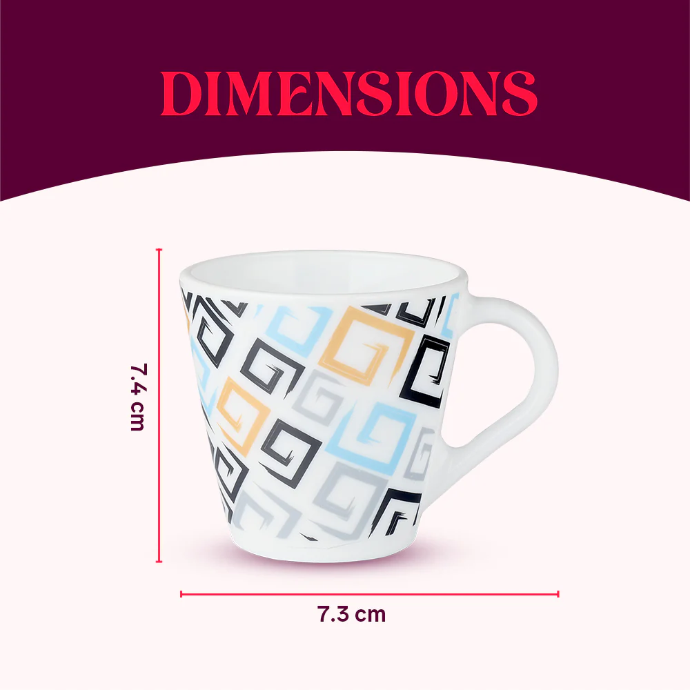 Larah by Borosil Novelty Ember Mug Set, 160ml x 6