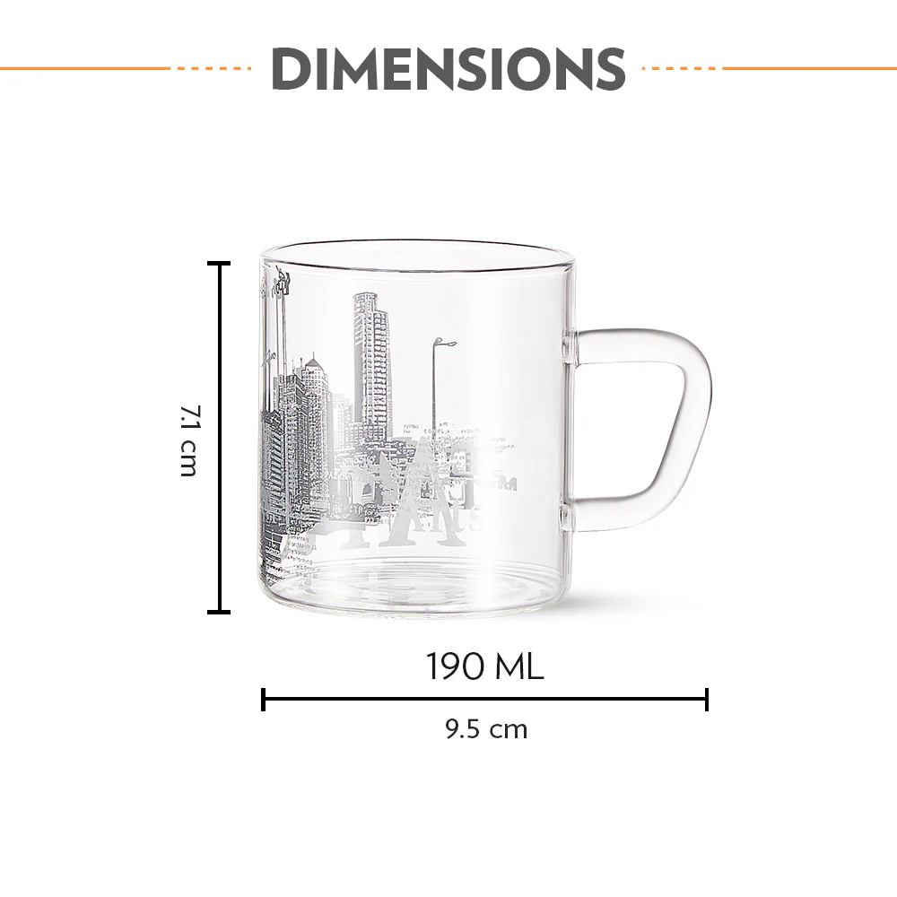 Roma Glass Mug, Set of 6, 190ml