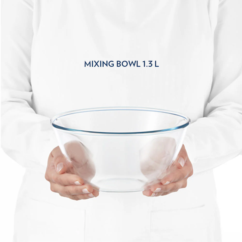 Borosil Mixing & Serving Bowl, Blue Lid, 1.3L