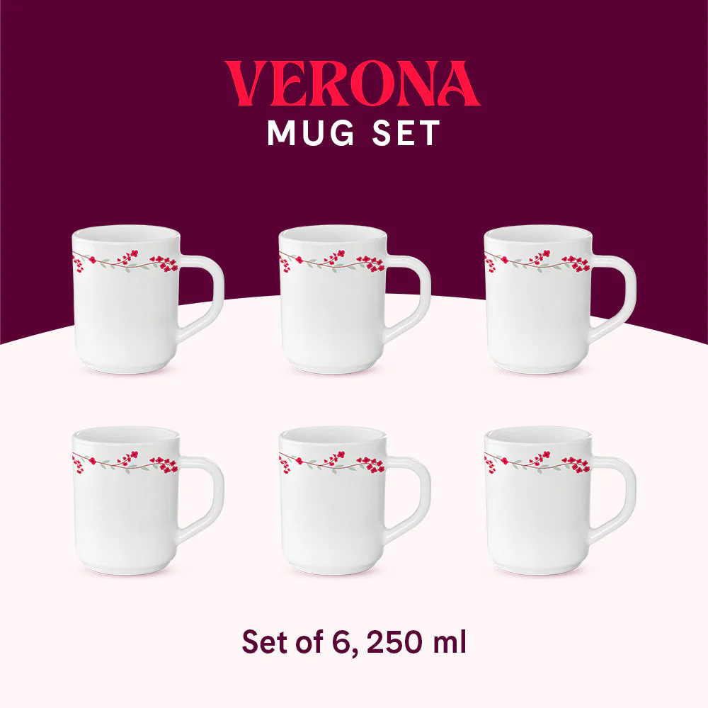 Larah by Borosil Verona Mug Set, 240ml x 2
