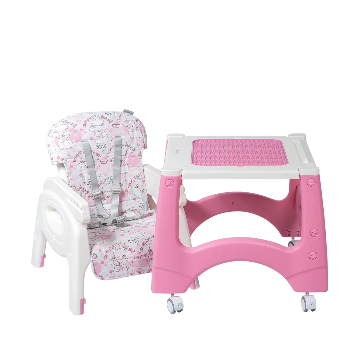 SILLA DE COMER LARA - EB645-1  ROSADO OVEJITAS EBABY