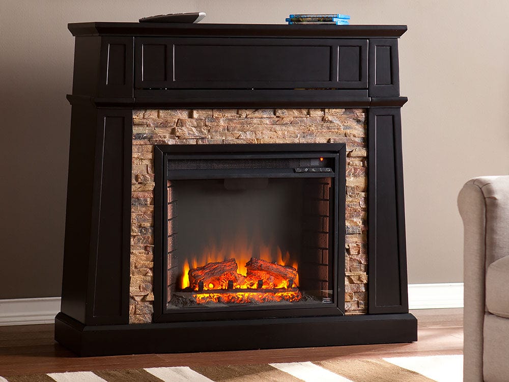 Crestwick Electric Fireplace Media Console in Black