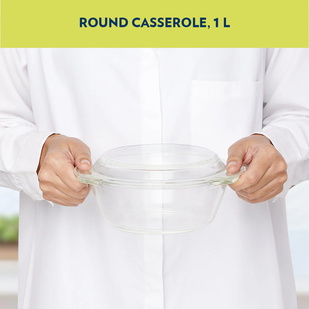 Borosil Round Casserole w Lid, 1L