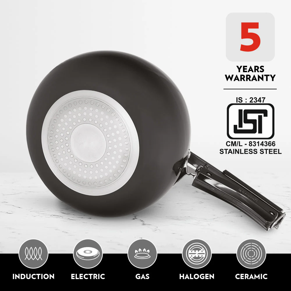 Borosil Pronto Hard Anodised Pressure Cooker, 3L