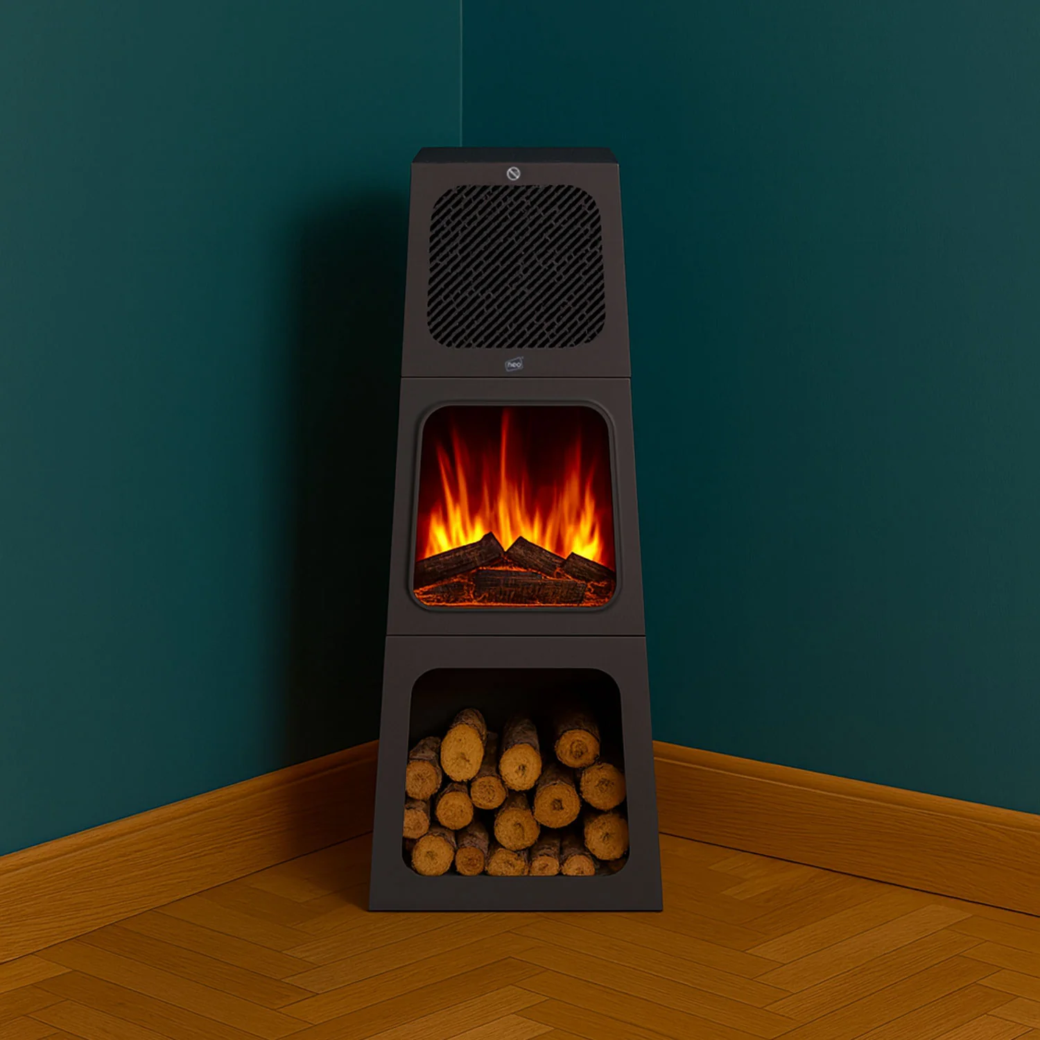 Neo Electric Heater Fireplace Modern Pyramid Free Standing