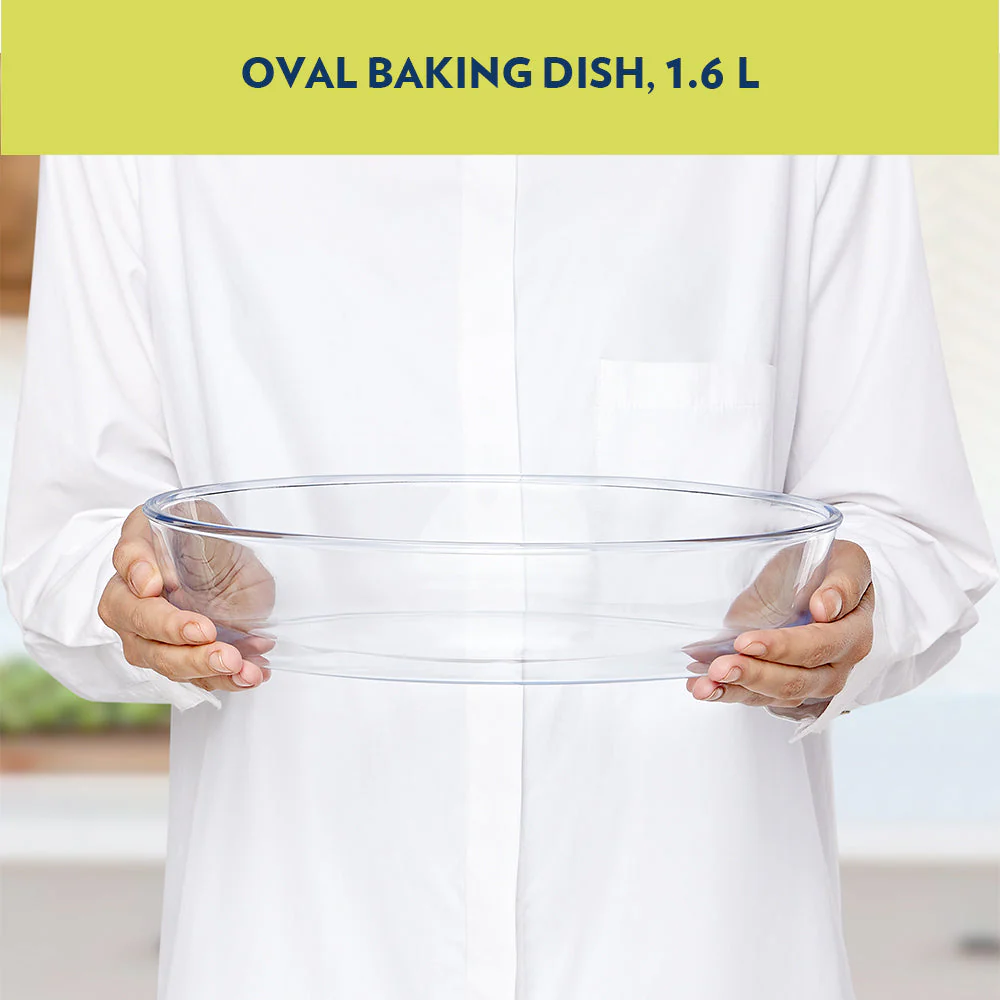 Borosil Oval Baking Dish, 1.6L