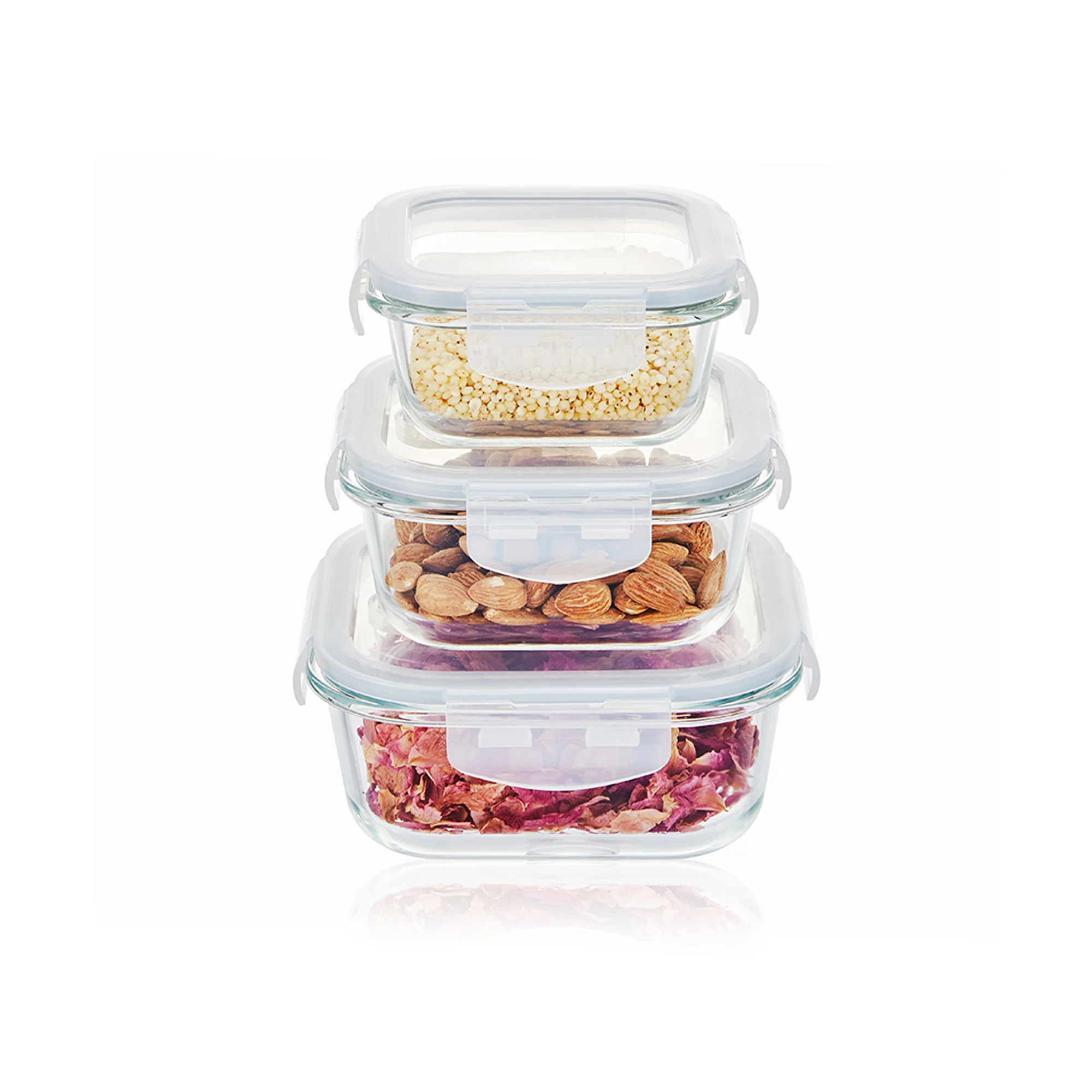 Aqua 3 Piece Square Storage Container Set Clear