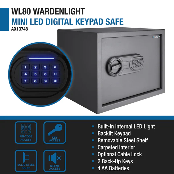 Barska AX13748 WardenLight Mini LED Digital Keypad Safe