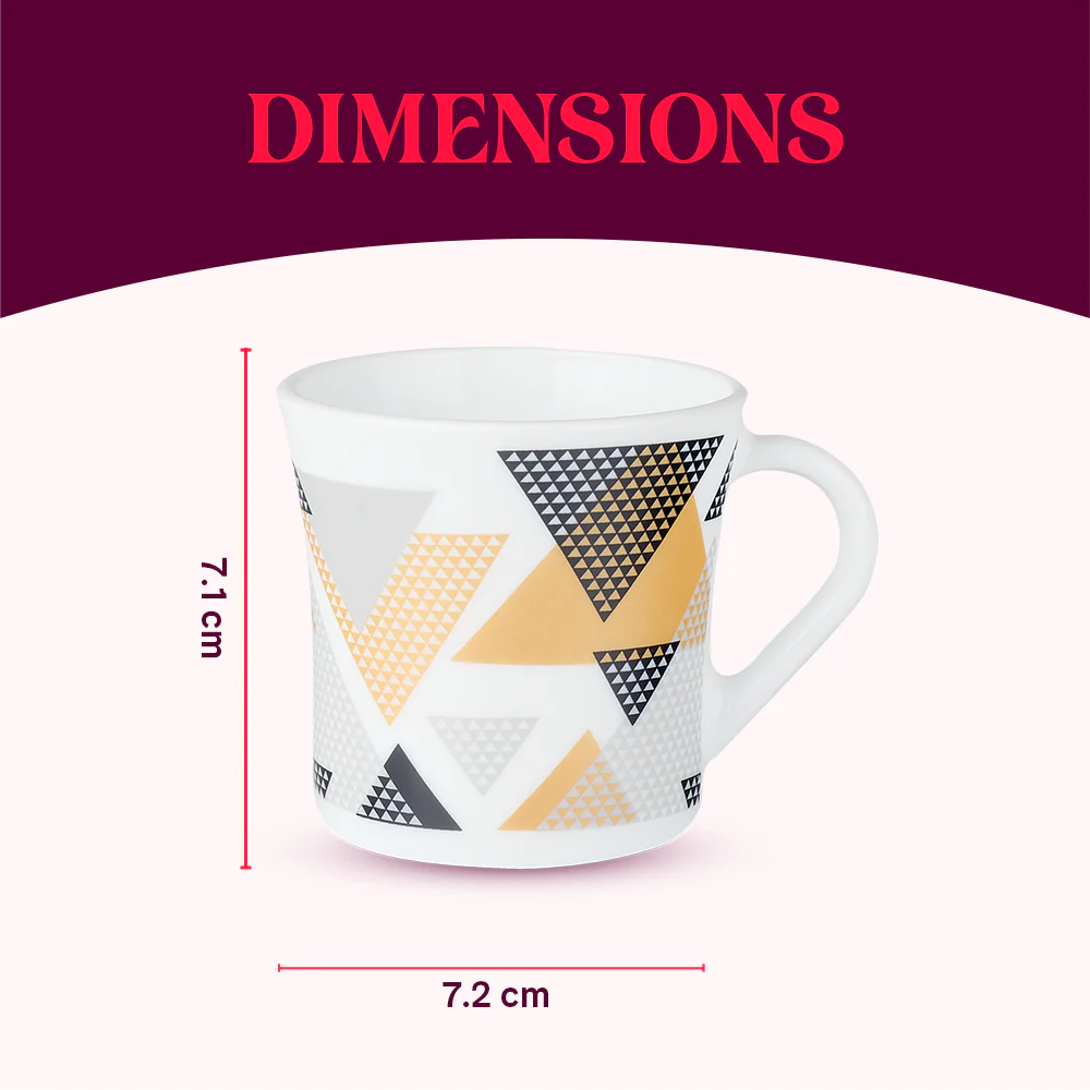 Larah by Borosil Crysta Nivaah Mug Set, 160ml x 6