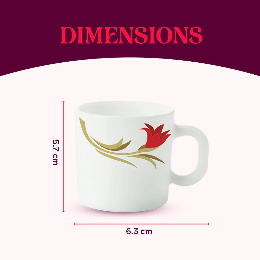 Larah by Borosil Red Lily Mug Set, 240ml x 2