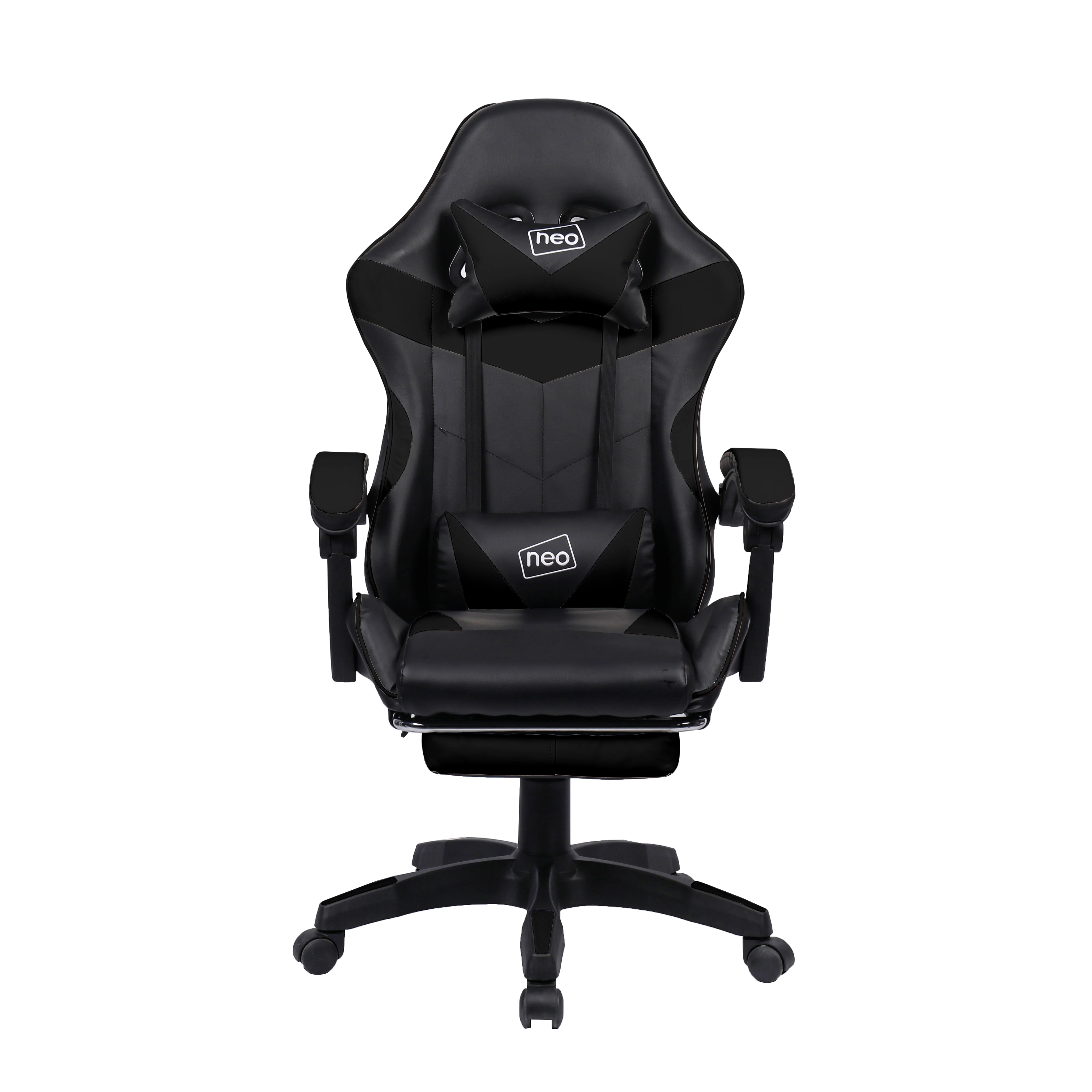 Neo Gaming Chair Black PU Leather with Footrest