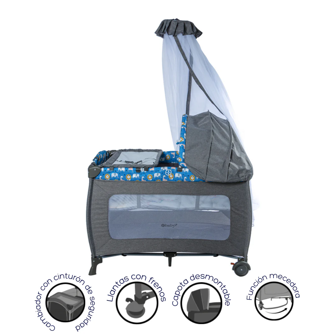 CUNA CORRAL MECEDORA SALLY EB716-3 OH EBABY AZUL