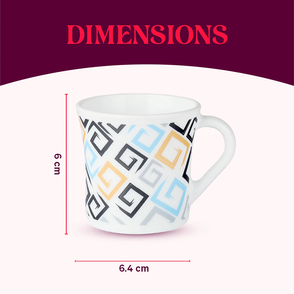 Larah by Borosil Crysta Ember Mug Set, 100ml x 6