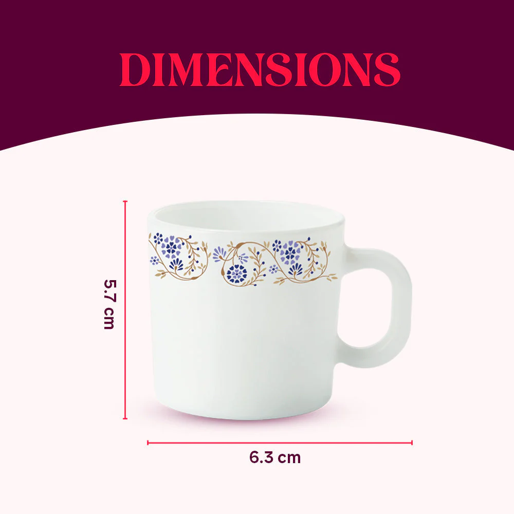 Larah by Borosil Mist Mug Set, 180ml x 6