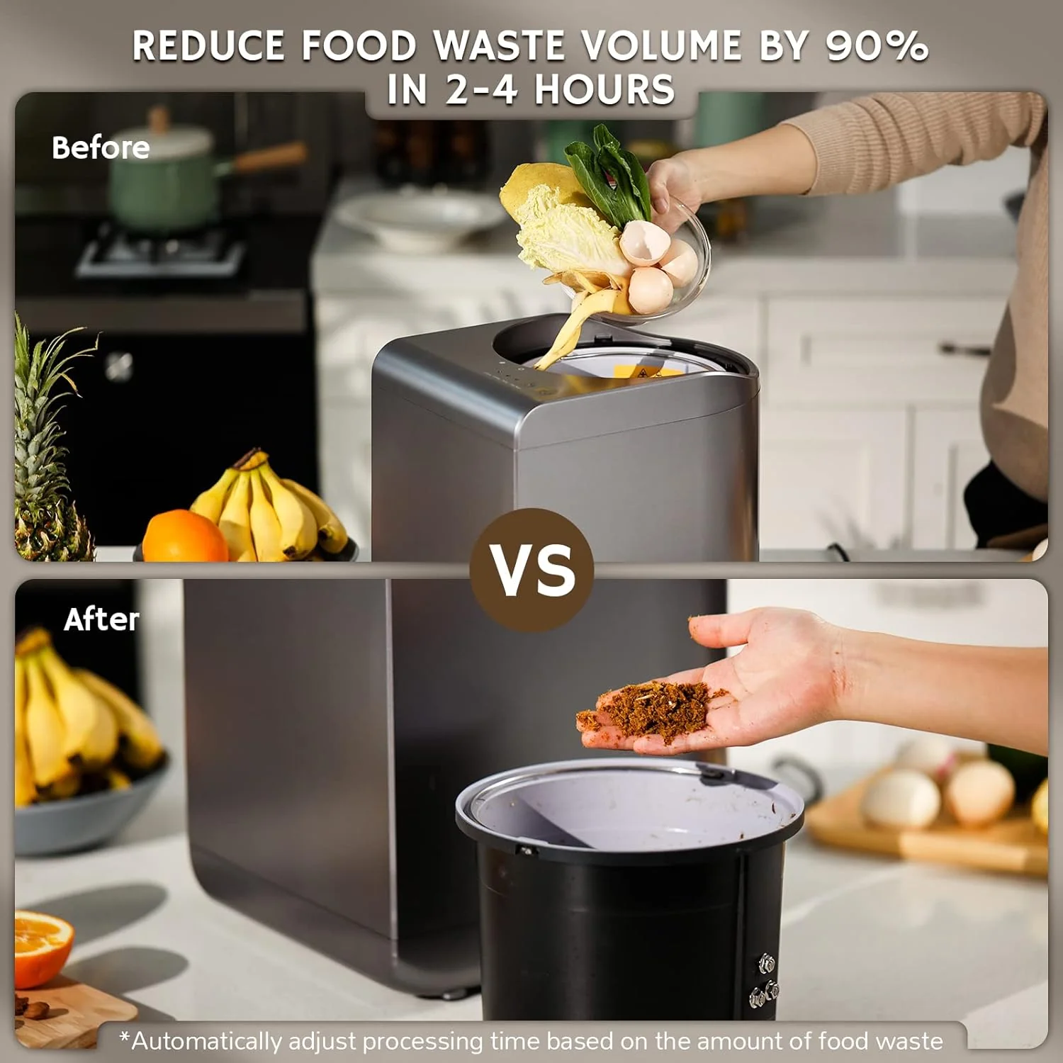 Electric Kitchen Composter, 2.5L Capacity, Turn Food Waste and Scraps into Dry Compost