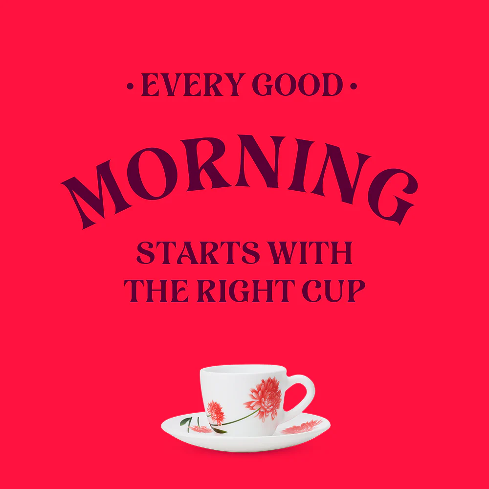 Larah by Borosil Belle Cup n Saucer Set, 90ml x 12