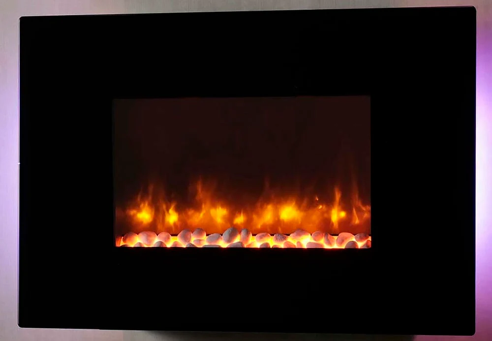 Dynasty 36-In Wall Mount Electric Fireplace w/ Pebbles