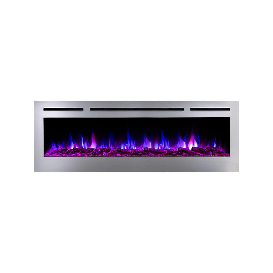 The Sideline Deluxe Stainless Steel 60 Inch Recessed Smart Electric Fireplace 86277