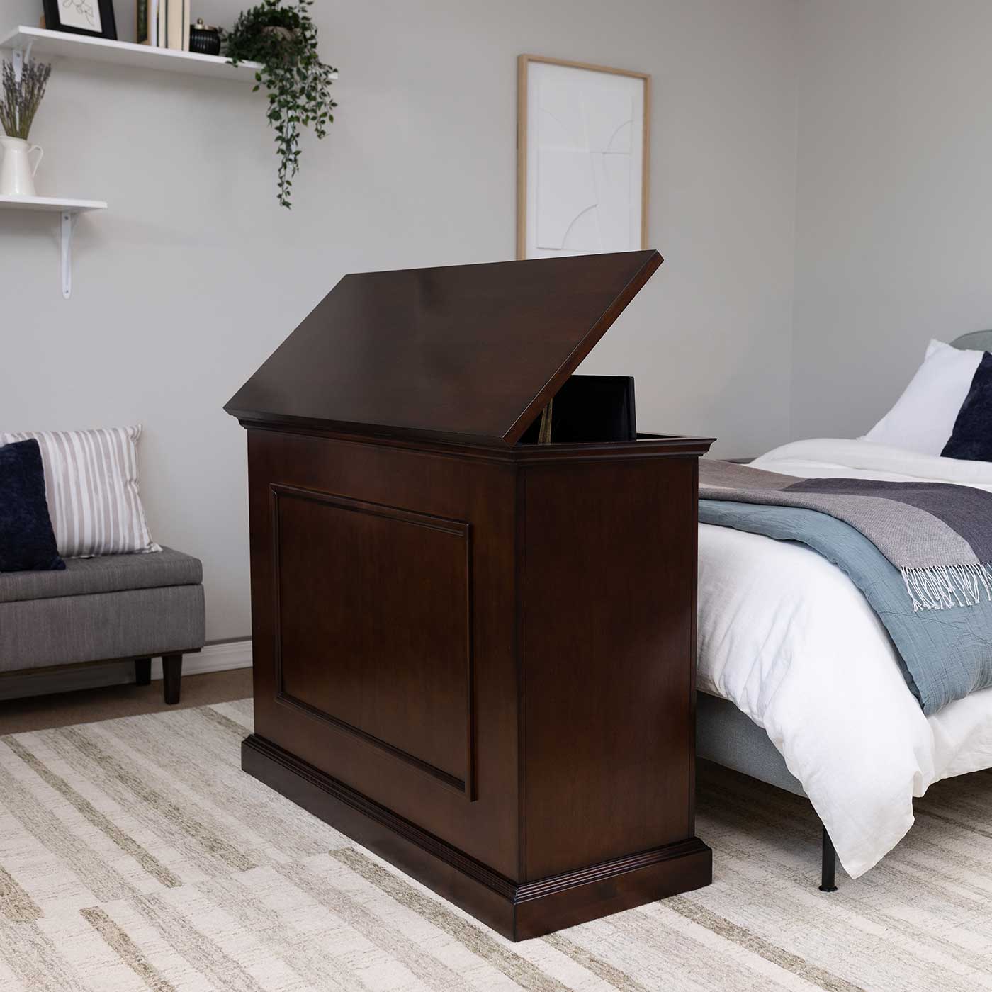 The Elevate 72008 Espresso Smart TV Lift Cabinet for 50 Inch Flat screen TVs