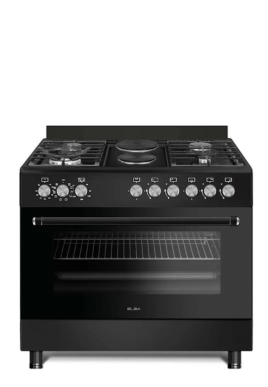 Elba Essential 90cm 4 Burner 2 Electric Gas/Electric Stove - Black