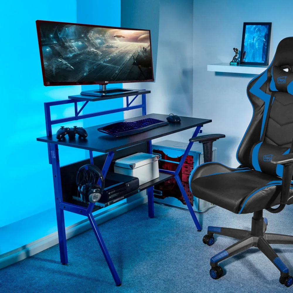 Neo Gaming Desk Blue 2 Tier