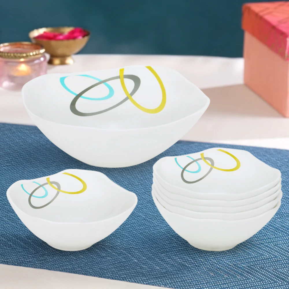 Larah by Borosil Jolly Pudding Set, 7 pc (Square)