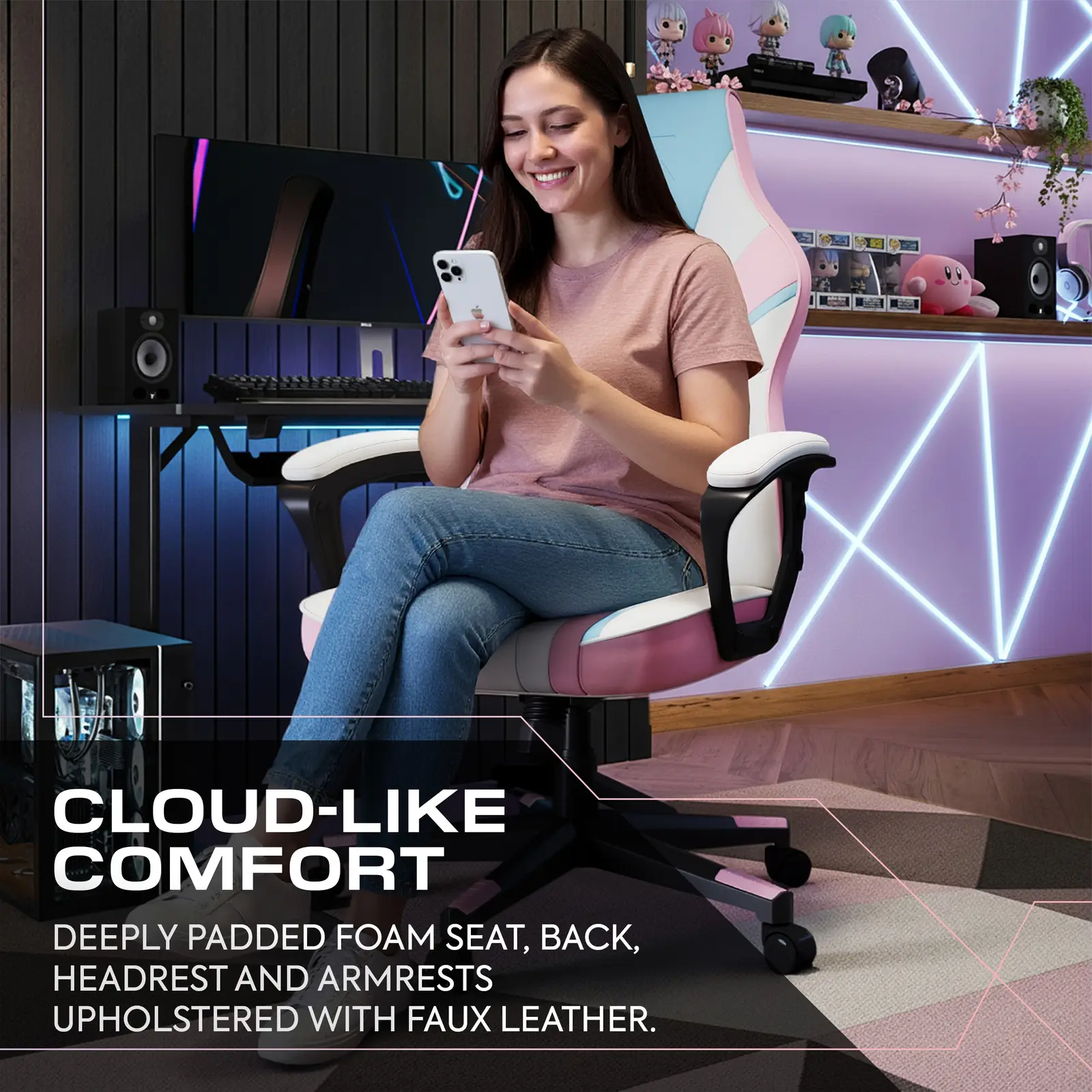 Tempest Ergonomic PC Office Gaming Chair - Bubblegum