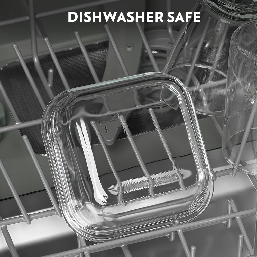 Borosil Mealbox Blue Universal Glass Lunchbox, 320ml x 2 + 240ml x 2