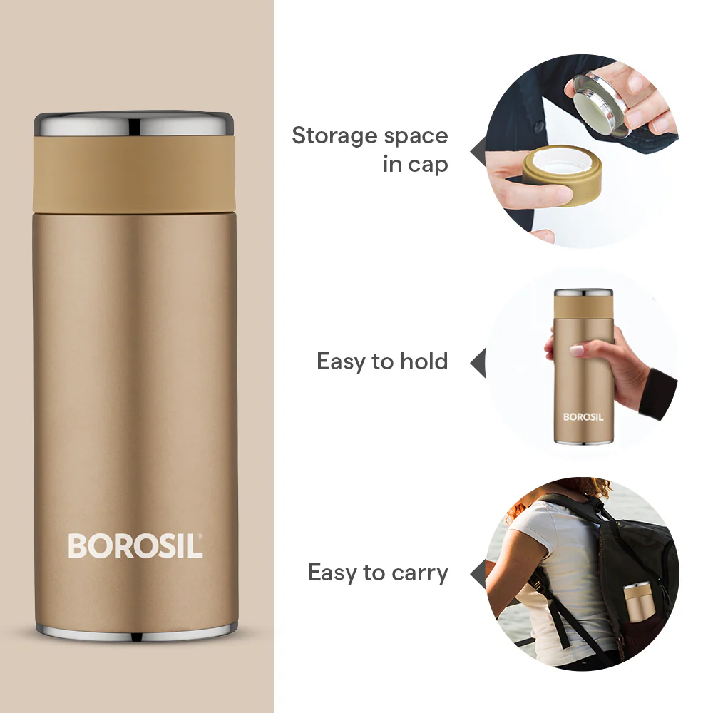 Borosil Travelsmart Rose Gold, 200ml