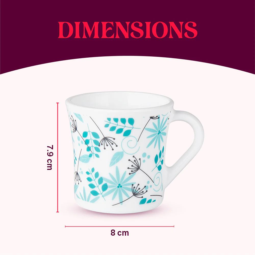 Larah by Borosil Crysta Stardust Mug Set, 210ml x 6