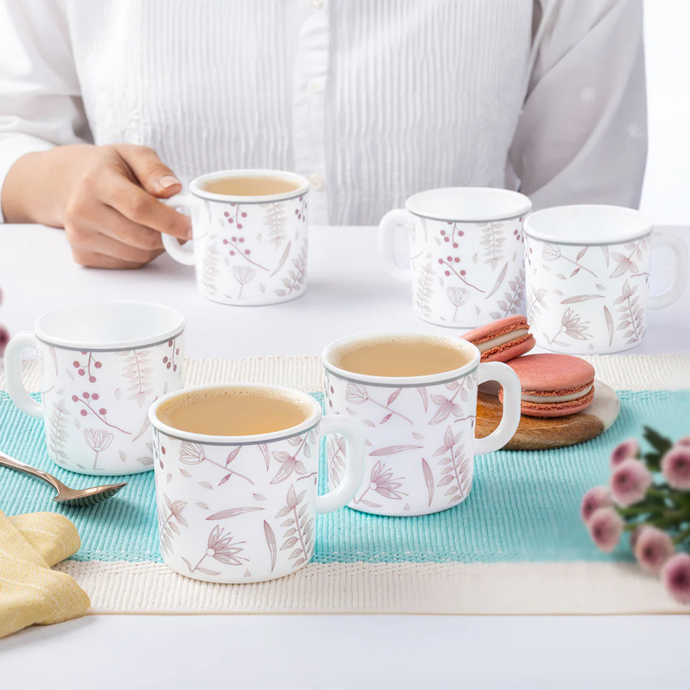 Larah By Borosil Grandeur Mug Set, 180ml x 6