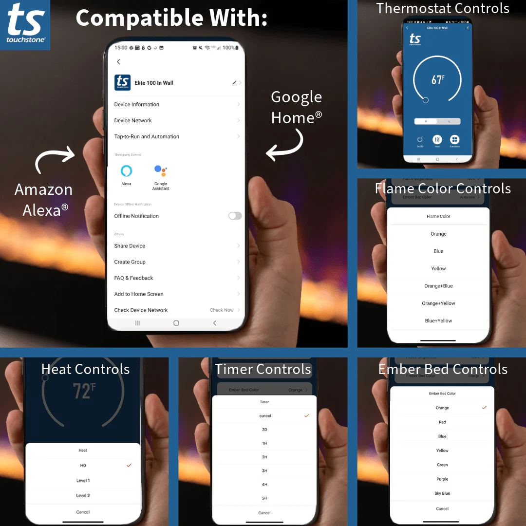 Sideline Elite 84 Inch Recessed Smart Electric Fireplace 80050