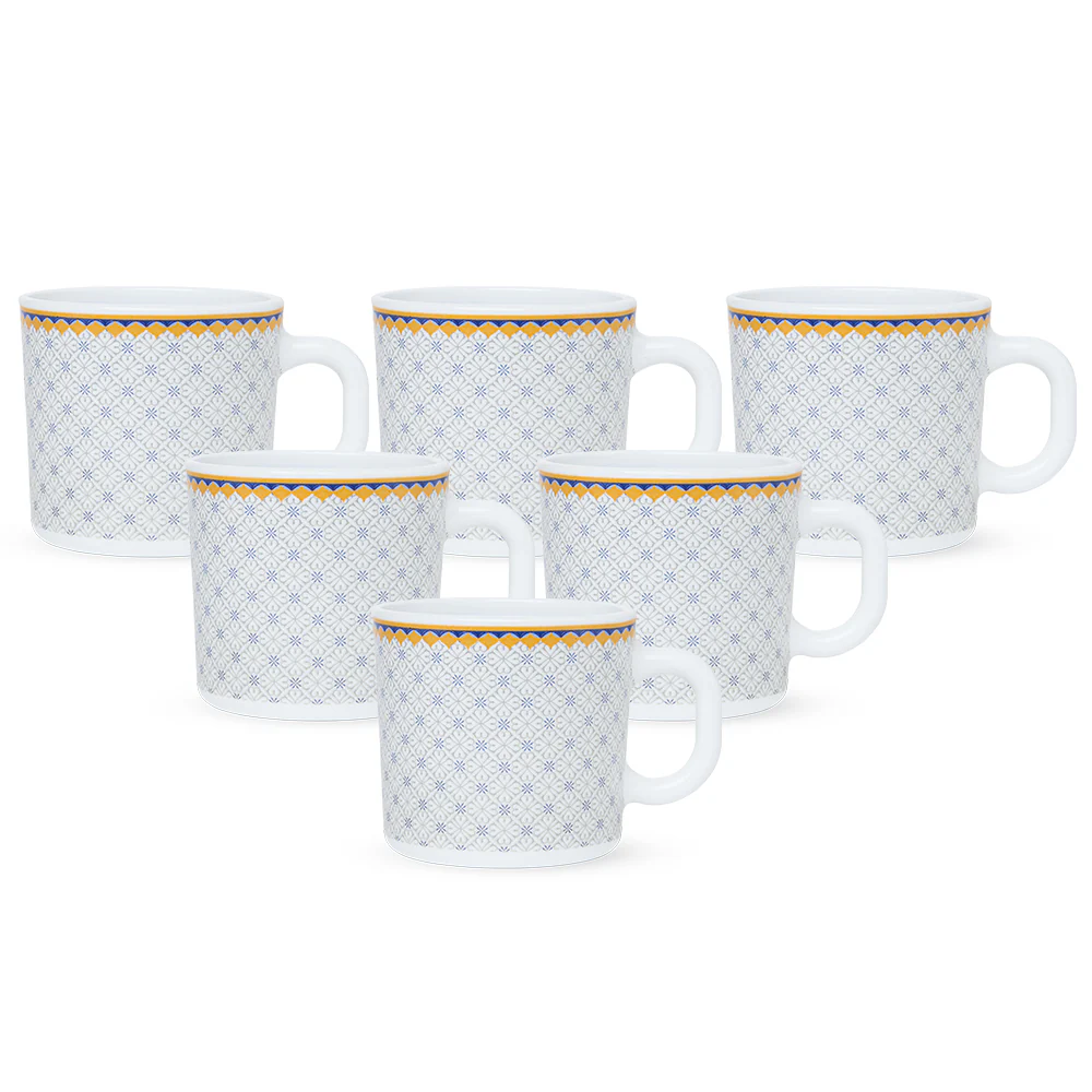 Larah By Borosil Kosmia Mug Set, 180ml x 6