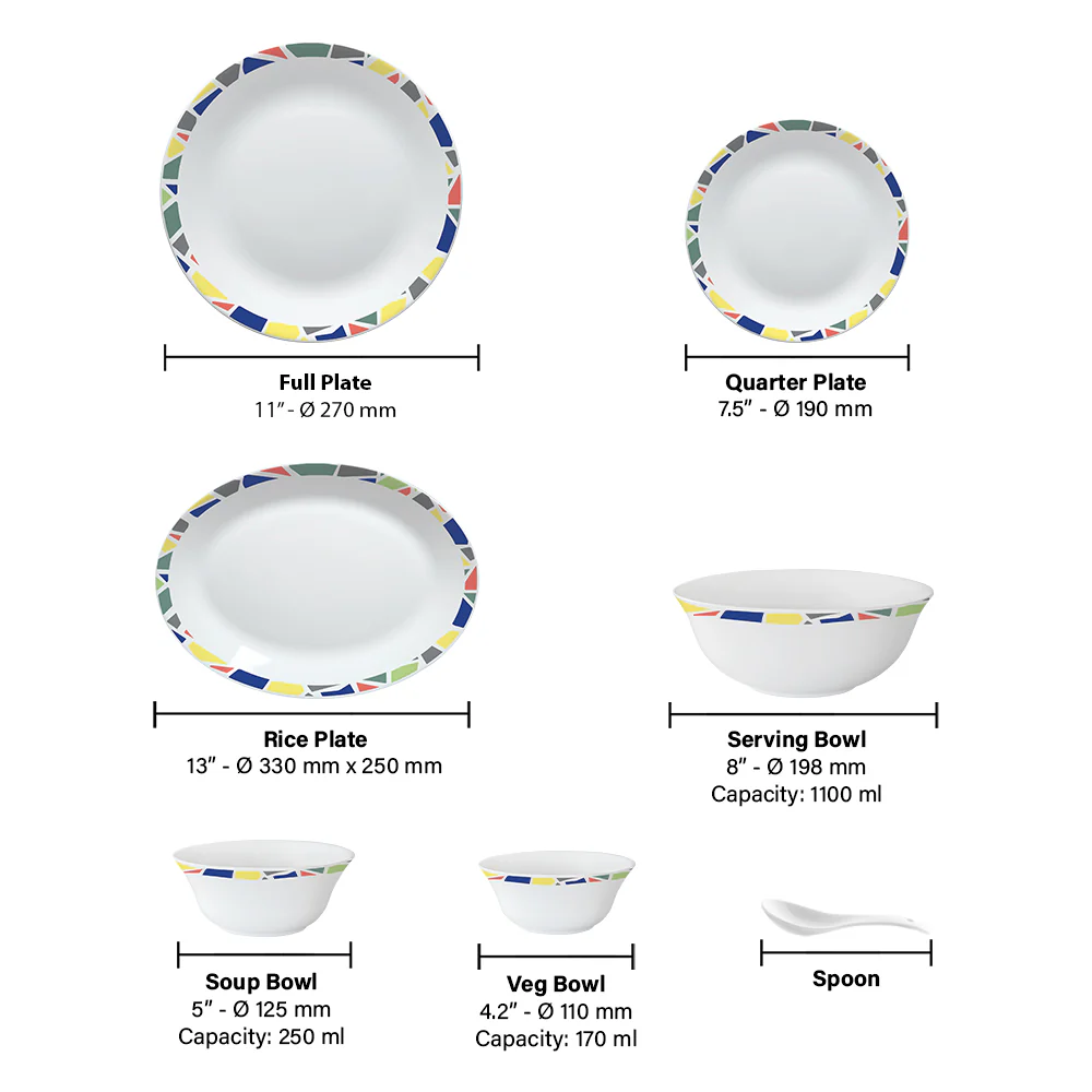 Larah by Borosil Garnet Dinner Set, 33 pc